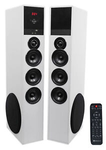 Rockville TM150W White Powered Home Theater Tower Speakers 10