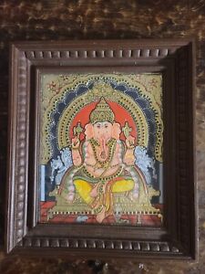 New ListingLord Ganesha Tanjore Painting Gurubaran Gallery