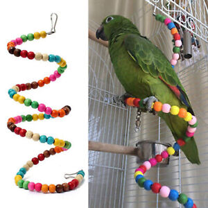 New ListingParrot Toy Durable Handmade Wood Beads Bird Swing Hanging