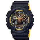 Casio Men's Watch G-Shock Analog-Digital Dial Yellow and Black Strap GA-100BY-1A