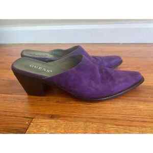 GUESS vintage purple suede mules leather bottoms size 9