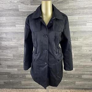 BANANA REPUBLIC Button Down Lined Collar Black Trench Coat Women's Size Medium
