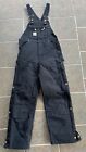 Carhartt Quilt Lined Zip To Thigh Bib Black Overalls R41-BLK Coveralls 32X32