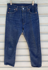 Vintage 90s Levis 501 0115 Button Fly Denim Blue Jeans 30x30 USA Made 1996