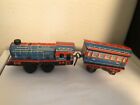 Vintage 2 Piece Wind Up Tin Lithographed German Passenger Train 1960's