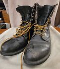 HEAVY DUTY BLACK LEATHER WORK BOOTS -    STEEL TOED         USED    Size 11.5 3E