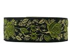 ~10yds Floral Woven Ribbon Trim- Black,Green & Gold  1.37In