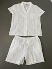 The Company Store Women's White Cotton Poplin Pajama Top Shorts Set X-Large New