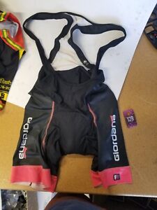 New ListingTeam Giordana Medium Black/Pink Padded Cycling Bib-Shorts (#128)