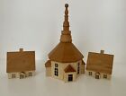 Erzgebirge Germany Wooden Christmas Church, & 2 Houses