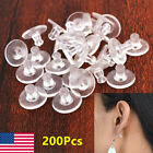 200 Pcs Clear Silicone Earring Backs Safety Locking Stoppers Post Replacement US