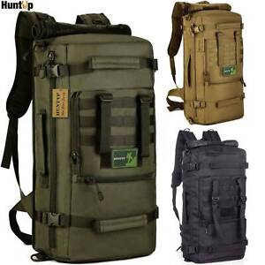 3 Way 50L Military Tactical Backpack Nylon Large Molle Rucksack Assault Pack Bag