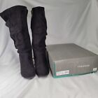 Maurices Suede Knee High Boots Black Zip Womens Size 10 Wide Calf Sheryl