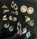 Lot Of 10 Pairs Clip & Pierced Green Earrings 80’s 90’s Vintage Costume Jewelry