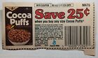 Vintage 1980s Coupon COCOA PUFFS SAVE 25 Cents NO Exp Date Coco Cereal Ephemera