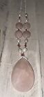 Vintage Baroque Pearl Crystal Rose Quartz Pendant Adjustable Size Necklace