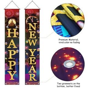 New Years Eve Party Supplies 2024, Happy New Year E-New Year Banners Gold