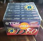 TDK D60 Blank Cassette Tapes IECI Type I High Output Lot of 8 New Sealed