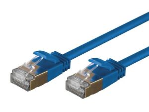 SlimRun Cat6A Ethernet Patch Cable RJ45 Stranded STP Copper Wire 36AWG 1ft Blue