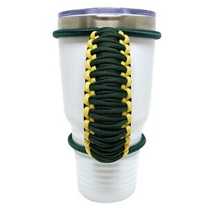 30/32/40oz Stretchable Paracord Tumbler Handle Green & Yellow, Fits Epoxy Cups