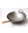 Craft Wok Traditional Hand Hammered Carbon Steel Pow Wok with Wooden 16