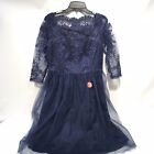 CHI CHI LONDON Lace Cocktail Dress Navy Blue Fit Flare US 10 NEW Bridesmaid