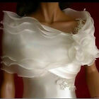 White Ivory Organza Bolero Jacket Shrug Shoulder Bridal Shawl/Wraps/Coat