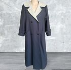 Vintage Charles Klein Trench Coat Women 12 Black Long Classic Double Breasted