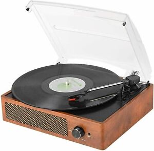 Vintage Bluetooth Record Player Belt-Driven 3-Speed Turntable Built-in Speakers