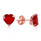 14K Solid Rose Gold Stud Earrings with  Natural Heart rubyes