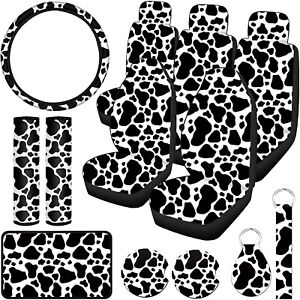 Cow Print Car Seat Covers Full Set For Women & Men Cow Print Accessories Pad NEW