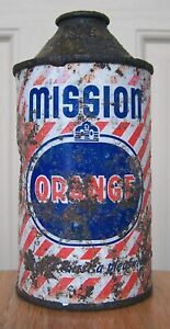 Mission Orange High Profile Cone Top Soda Can, Toronto, Ontario, Canada 12 oz
