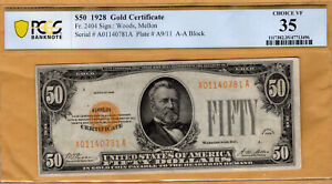 New ListingRare Fr. 2404 $50 Series 1928 Gold Certificate PCGS Very Fine 35