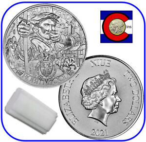 2021 Niue Robin Hood 1 oz Silver $2 Coin - Tube/Roll of 20 Coins
