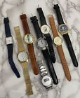 Estate Lot of 8 Vintage Wrist Watch Gold Silver Men’s Fossil Timex + Untested