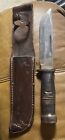 Vintage WW2 Original CATTARAUGUS 2250 Fighting Knife + Leather Sheath