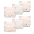 6pcs Newborn Baby Bear Ears Striped Beanie Hat Infant Boy Girls Cotton Caps Set