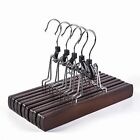 Walnut Wooden Pants Hangers 10 Pack, Wood Clamp Hangers with Non Slip Padded ...