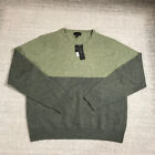New Magaschoni Sweater Mens Extra Large Cashmere Colorblock Green Pullover