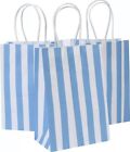 50pcs Blue Stripes Kraft Paper Bags, Retail Bag