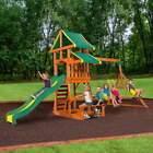 Kids Cedar Wood Swing Set Outdoor Playground Slide Ladder Playhouse Rockwall