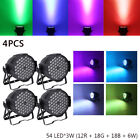 4PCS 180W RGBW Par Light 54 LED DMX Stage DJ Disco Party Light Wash Beam Light
