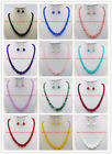 Wholesale 6-14mm Jade Aquamarine Gemstone Round Beads Necklace Earring 18'' Set