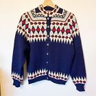 Vintage 1960’s Viking Knit Wool Size M Norwegian Sweater Cardigan Handmade