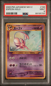 Espeon Holo Japanese Neo 2 Neo Discovery 2000 Pokemon Card Game #196 PSA 9