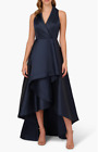 Adrianna Papell Tuxedo High-Low Satin Gown (size 16)