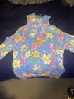 Polo Ralph Lauren Hoodie Large Floral Hibiscus Blue Double Knit Spa Hawaii Terry