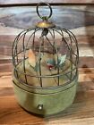 Vintage Swinging Moving Birds In Cage Wind Up Music Jewelry Box Drawer It Works