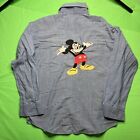 Vintage 70s 80s Disney Mickey Mouse Pearl Snap Blue Long Sleeve Shirt Kennington
