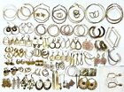 Huge Lot 64 pairs Vintage Mod Gold Tone Pierced Earrings Mixed Style #W29
